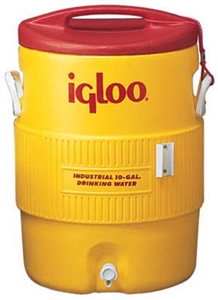 IGLOO 4101 Beverage Cooler, 10 gal Capacity, HDPE Container, Red/Yellow